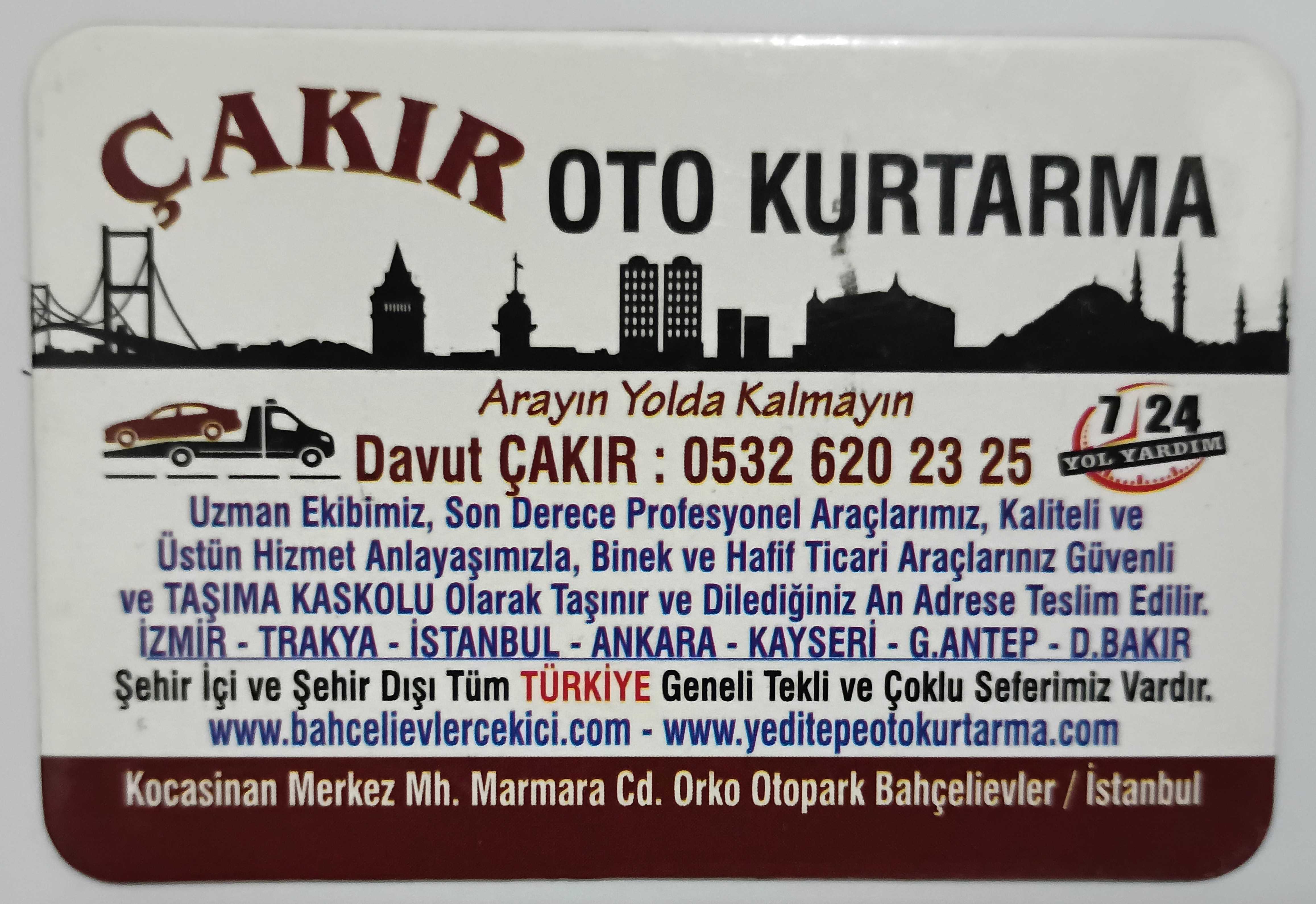 ÇAKIR OTO KURTARMA & 7/24 YOL YARDIM